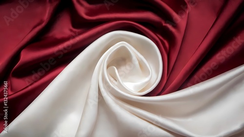 Elegant Red and White Silk Fabric Background