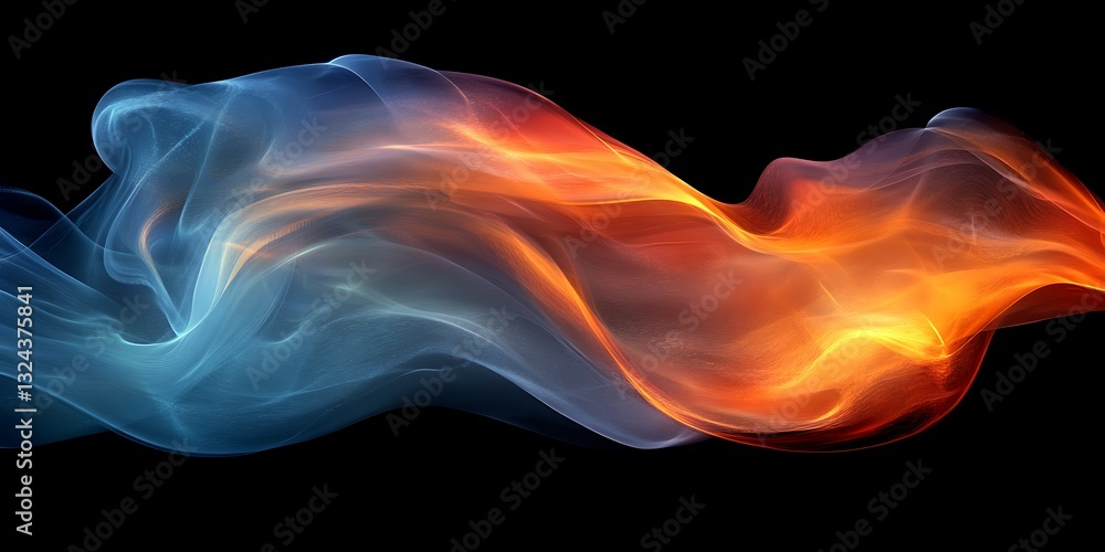 Obraz premium Abstract blue and orange flames swirl