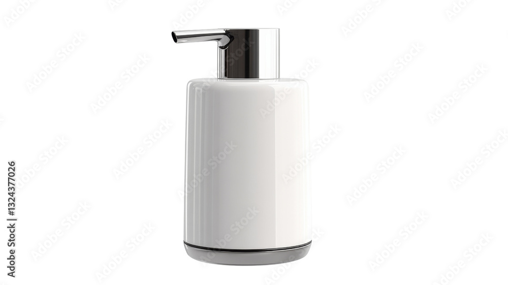White soap dispenser with chrome pump on transparent background White soap dispenser with chrome pump on transparent background