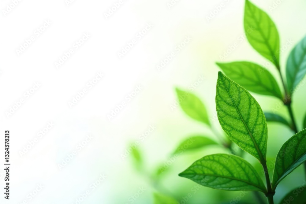 Delicate green leaves isolated on white background, flowers, plants Delicate green leaves isolated on white background, flowers, plants