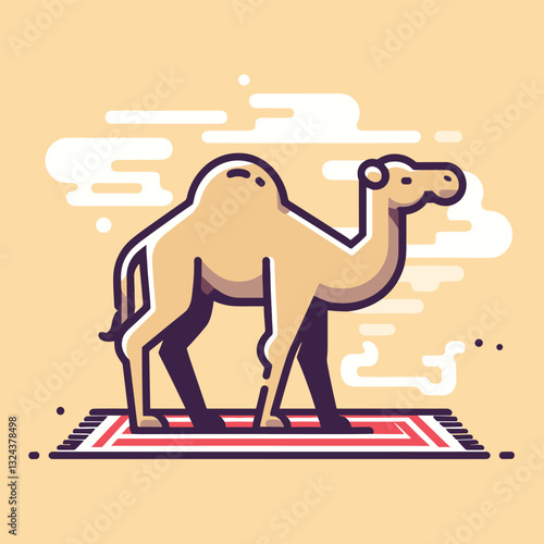 Desert Camel on Carpet Modern Flat Illustration of a Sahara Icon