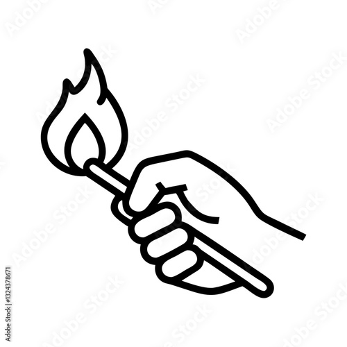 Fire igniting hand icon in a black vector style for arson concepts