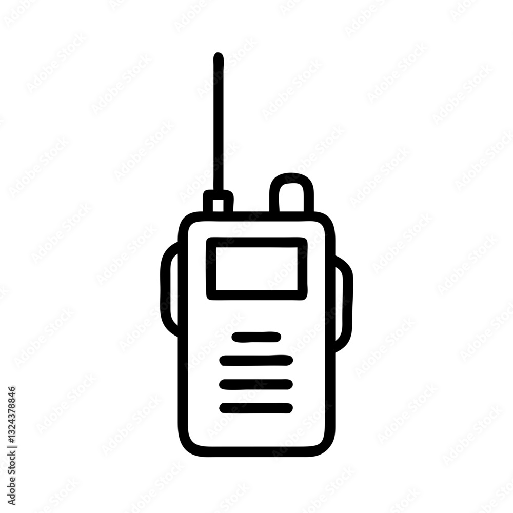 Black police radio icon in a minimalistic style for criminal concepts Black police radio icon in a minimalistic style for criminal concepts