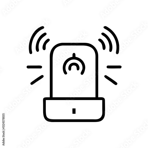 Police security alarm icon in a black vector style for emergency concepts