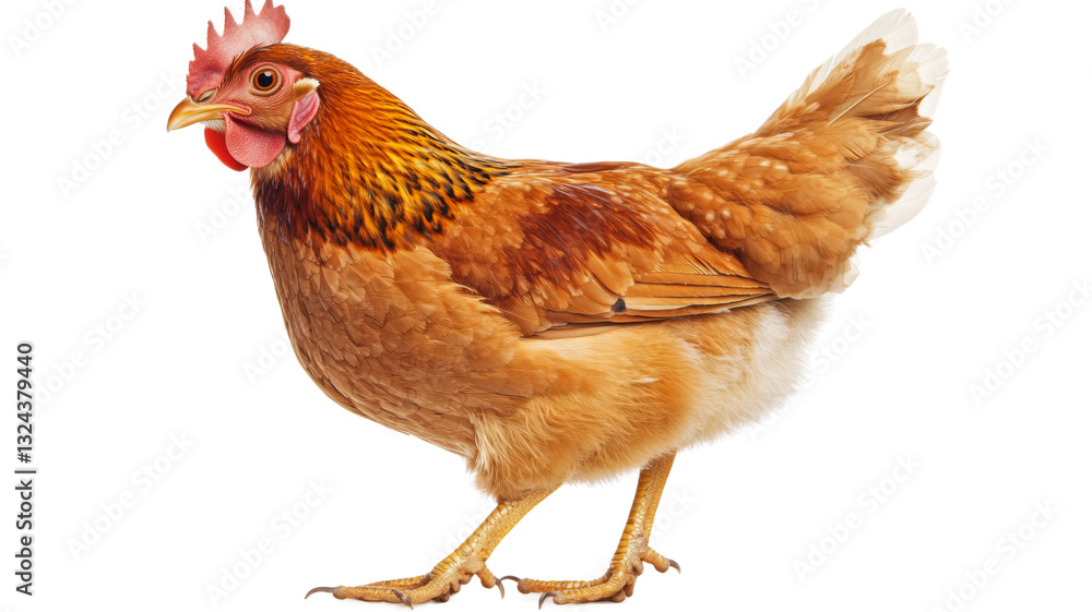 Fototapeta premium Brown hen walking on transparent background