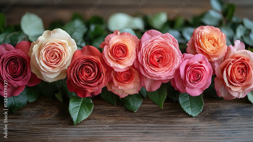 Colorful roses lie on a neutral background, celebrating love, romance, Valentine's, Mother's or Women's Day, perfect for spring greetings. Colorful roses lie on a neutral background, celebrating love, romance, Valentine's, Mother's or Women's Day, perfect for spring greetings.
