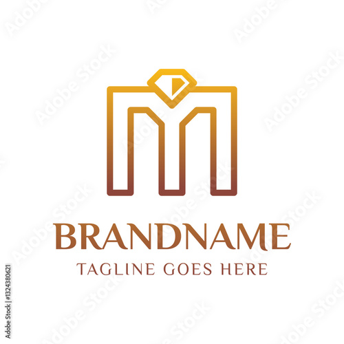 Letter M Luxury Diamond Logo, for luxury brands, high end jewelry companies, or premium services