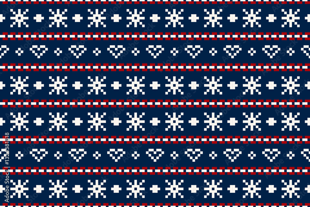 Pixel Christmas Pattern with White Snowflake Icons on Blue Background,Nordic and Scandinavian Style,Ideal for Gift Wrapping,Sweaters,Fabric,Border,Banner and Digital Art Projects During the Holiday Pixel Christmas Pattern with White Snowflake Icons on Blue Background,Nordic and Scandinavian Style,Ideal for Gift Wrapping,Sweaters,Fabric,Border,Banner and Digital Art Projects During the Holiday