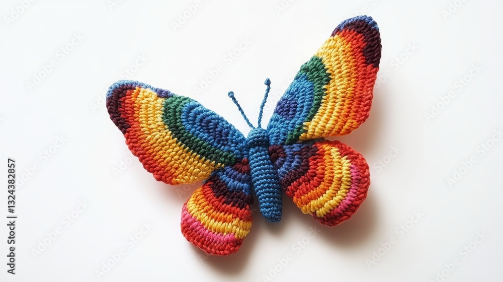 a handmade wool butterfly on white background a handmade wool butterfly on white background