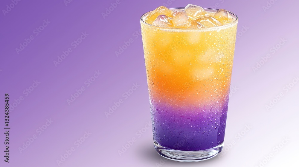 Layered Yellow and Purple Sparkling Beverage with Ice Layered Yellow and Purple Sparkling Beverage with Ice