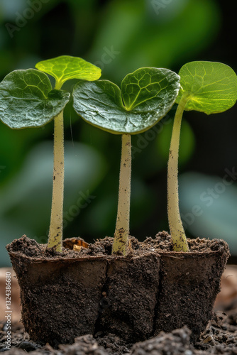 Obraz na płótnie Tender green seedlings growing in a tray for gardening and agricultural starter concepts w salonie