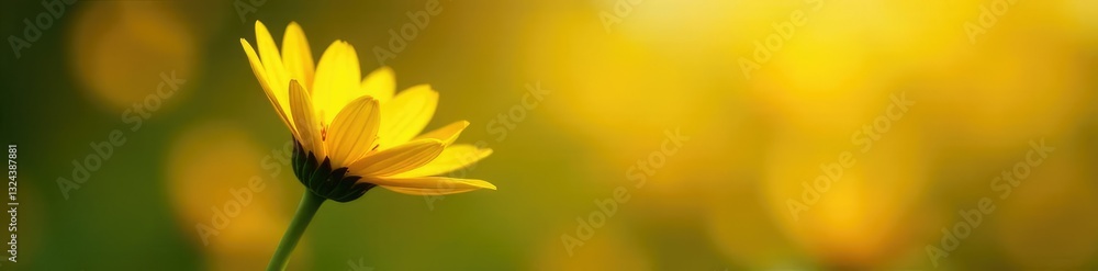 Fototapeta premium Bright yellow petals unfurl on a delicate stem, daisy, floral, sunshine