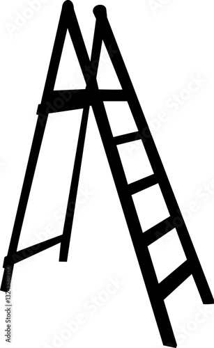 ladder stepladder silhouette, vector on white background