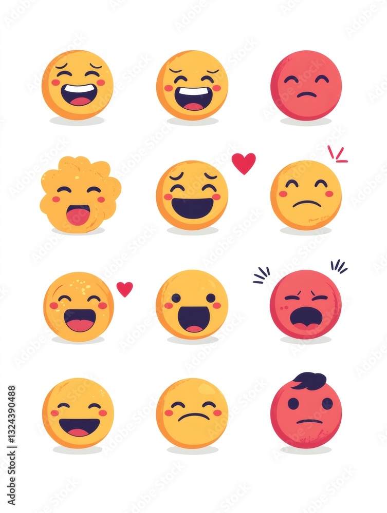 Set of emojis expressing different emotions and feelings Set of emojis expressing different emotions and feelings