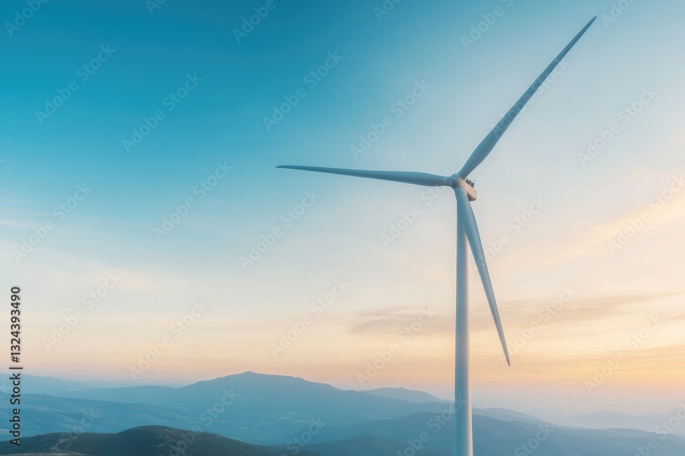 Obraz premium striking image of sleek wind turbine silhouette set against vibrant sunrise sky emanating sense of innovation and sustainability