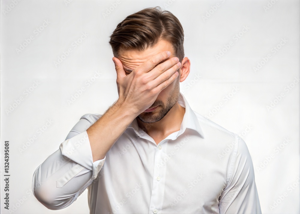 Frustrated Businessman Hiding Face in Disappointment Frustrated Businessman Hiding Face in Disappointment