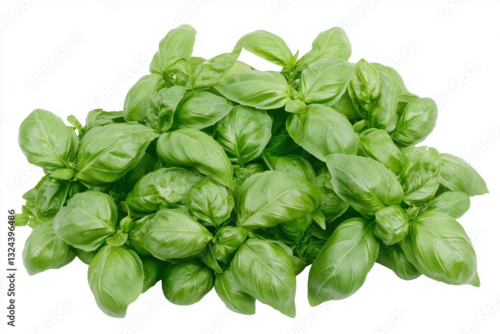 fresh basil leaves, isolated on a white background fresh basil leaves, isolated on a white background