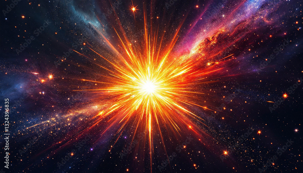abstract cosmic explosion lightning strike background with rays and starts abstract cosmic explosion lightning strike background with rays and starts