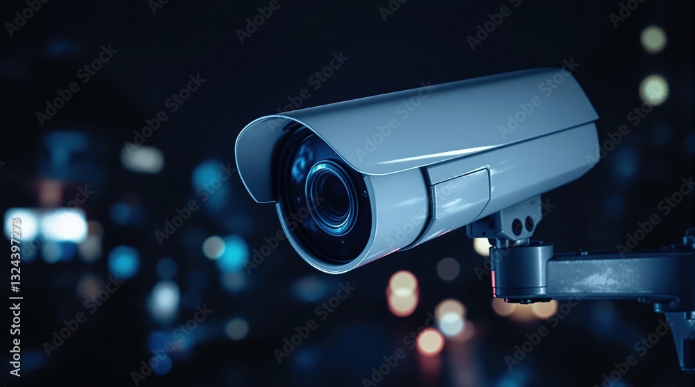 Security camera monitoring the city at night Security camera monitoring the city at night