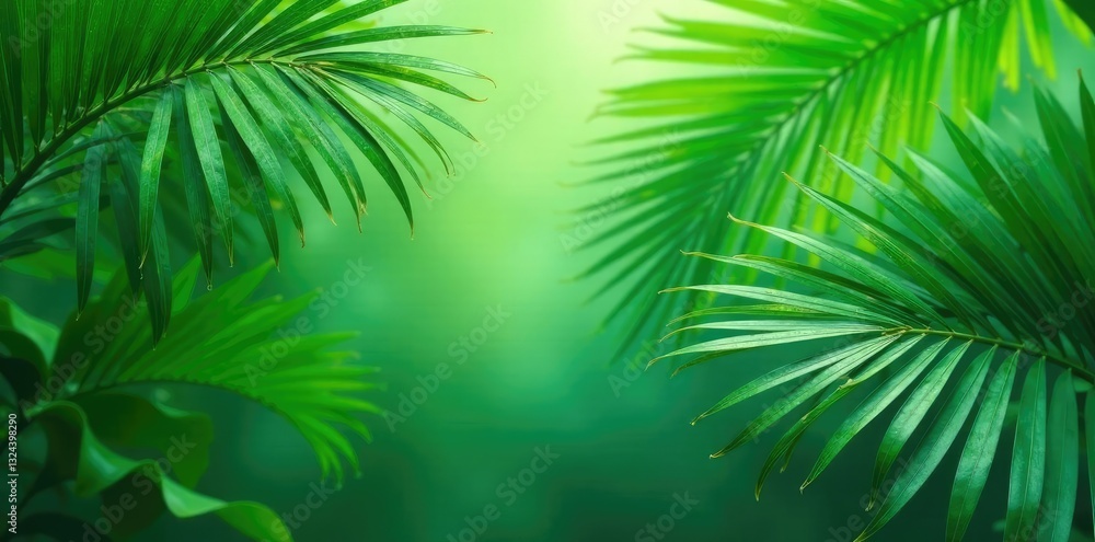 Fuzzy, textured background of green palm leaves in a gradient, natural, tropical Fuzzy, textured background of green palm leaves in a gradient, natural, tropical