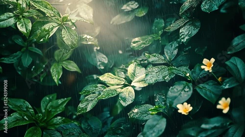 Rain-Kissed Leaves: A Serene Garden Scene