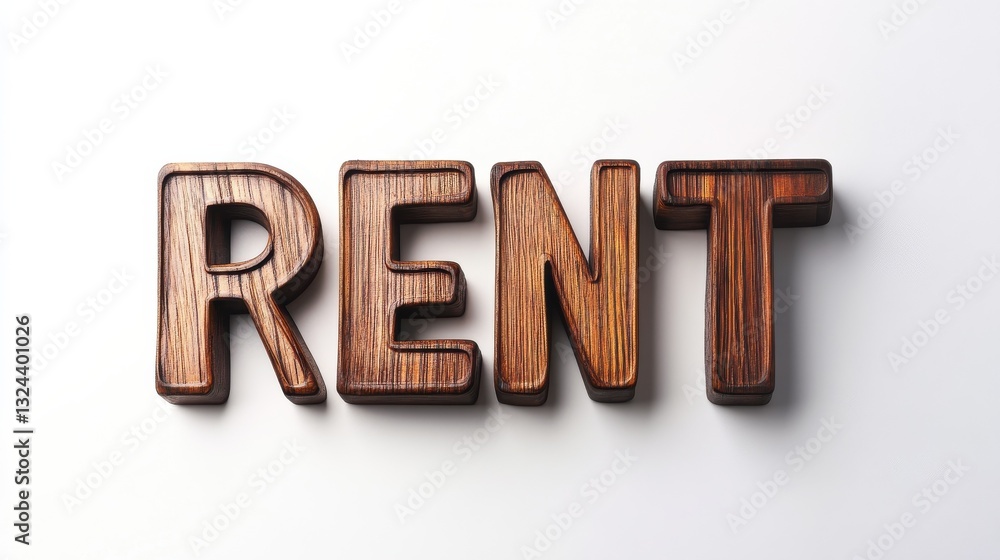 for rent word brown wood letters on plain white background. NEW IMAGE. for rent word brown wood letters on plain white background. NEW IMAGE.