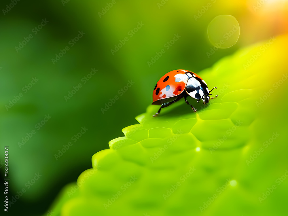 Obraz premium ladybug on green leaf