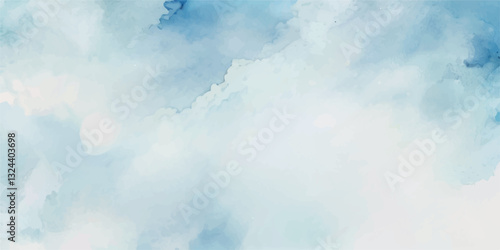 A Dreamlike Watercolor Sky in Light Blue Tones, Complete with Gentle, Fluffy Clouds That Flow Gracefully Across the Sky, Evoking an Atmosphere of Tranquil Beauty and Peacefulness Perfect for Relaxatio