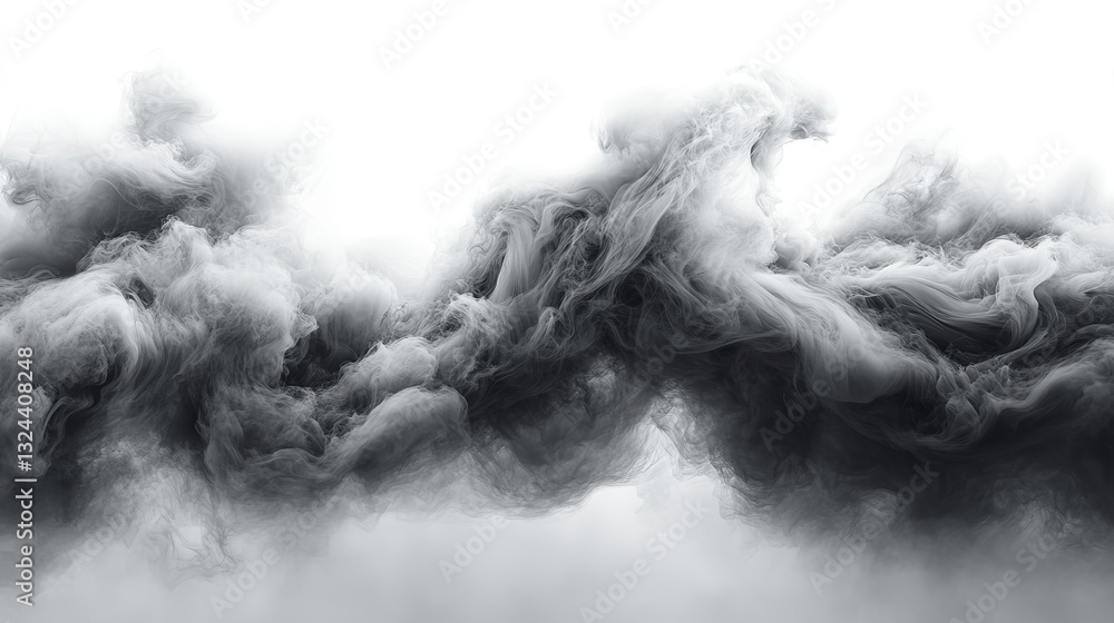 Dark smoke rises against white, creating abstract shapes ideal for pollution, industry, or abstract design concepts. Dark smoke rises against white, creating abstract shapes ideal for pollution, industry, or abstract design concepts.
