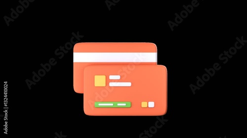 3D Animated Card Payment Icon with smooth motion, alpha channel, and transparent background. Perfect for motion graphics and video projects ecommerce theme