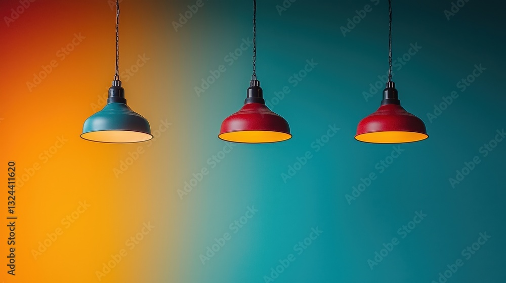 Obraz premium Three stylish lamps hanging from an elegant ceiling providing soft light and modern decor