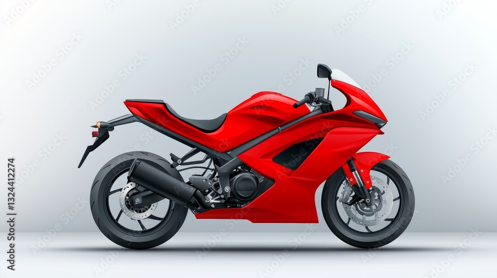 Sleek red motorcycle, embark on an adventure of style, speed and open roads Sleek red motorcycle, embark on an adventure of style, speed and open roads