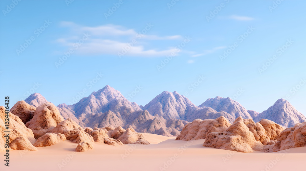 Fototapeta premium Desert landscape panorama with mountains