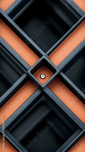 Detailed close-up of intersecting, geometric,  structured panels