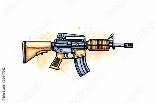 Detailed illustration of an assault rifle