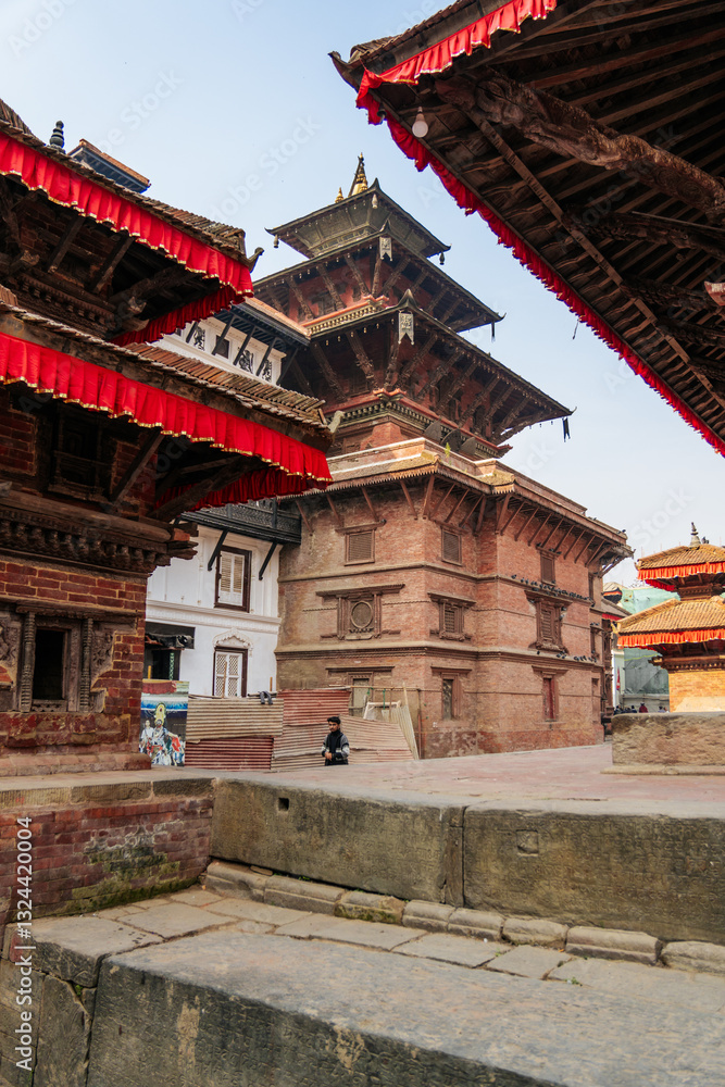 Obraz premium Nepal Kathmandu's historic center with its temples and architecture