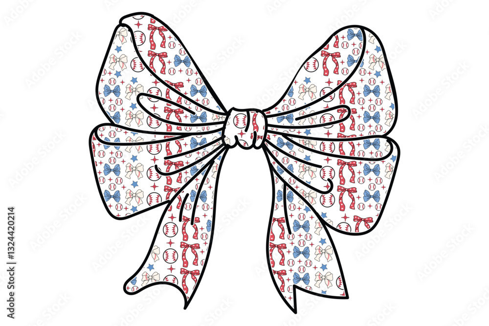 Fototapeta premium Baseball Coquette Bow EPS Design