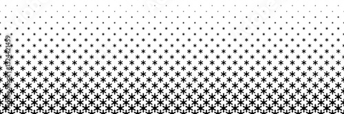 horizontal halftone of modern black bloom flower for pattern and background.
