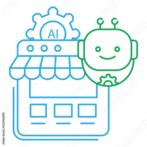 Web Shop Ai Chatbot Vector Icon Design