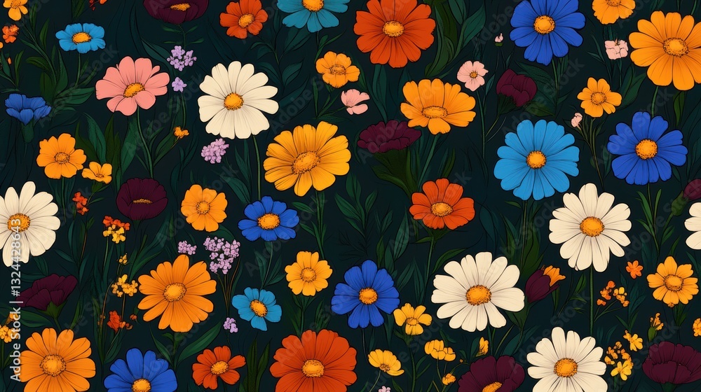 Seamless Spring flower colorful pattern Seamless Spring flower colorful pattern