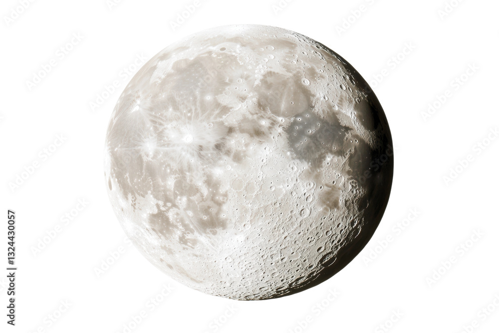 Obraz premium Bright full moon with detailed craters at night, cut out