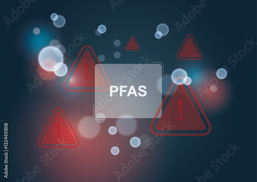 PFAS Hazard Warning Environmental Danger Concept. Chemical contamination risks. PFAS concept. PFAS danger. PFAS warming Vector illustration