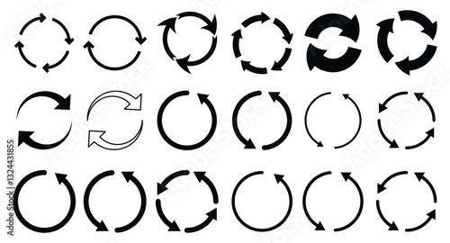 Recycling Arrows Icons Set, Circular Arrows, Rotation Symbols