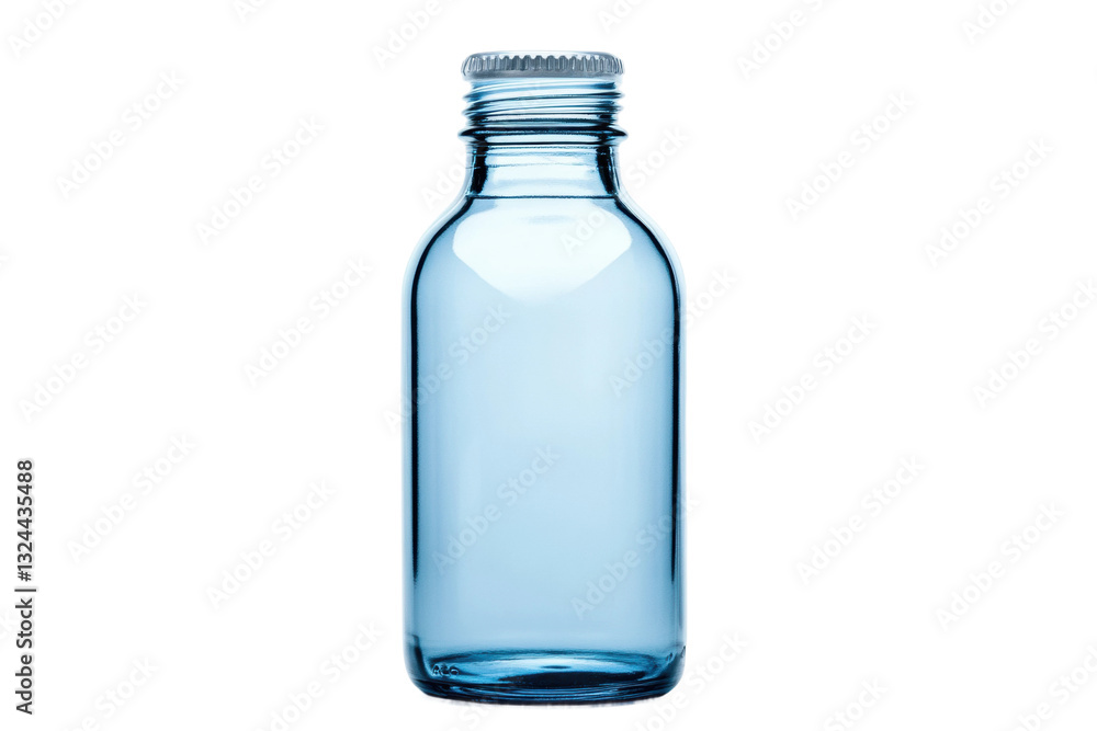 Naklejka premium Empty blue glass bottle ready for reuse, cut out