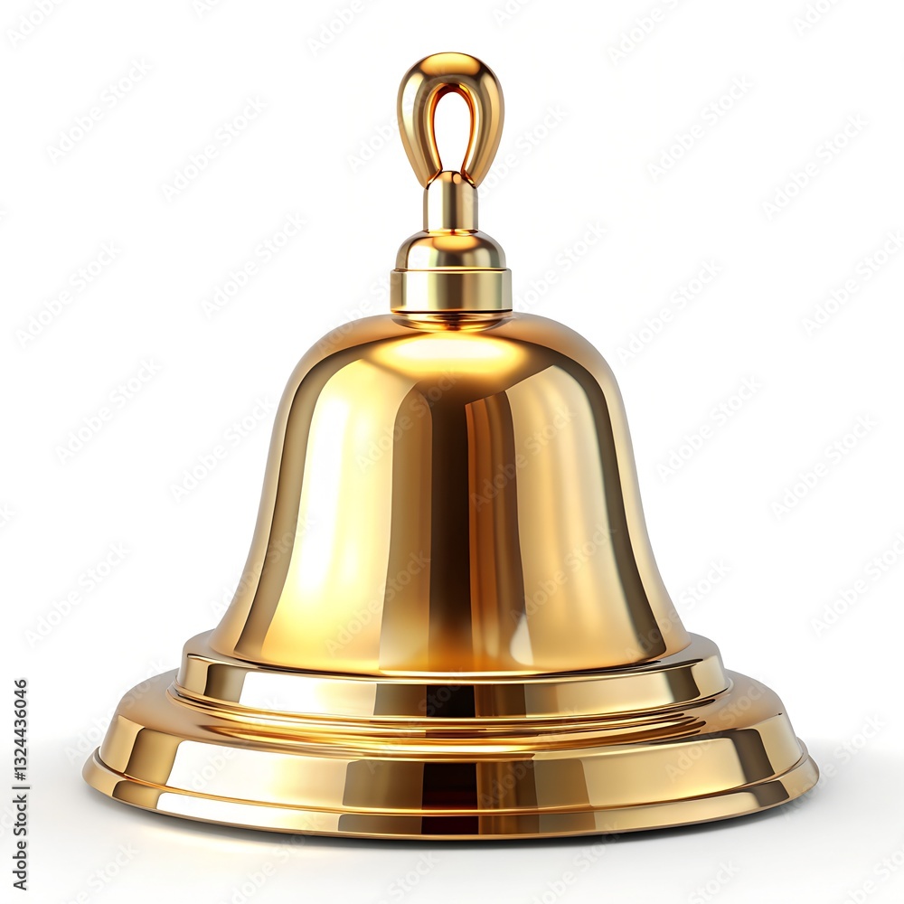 Golden school bell, ring bell on white background Golden school bell, ring bell on white background