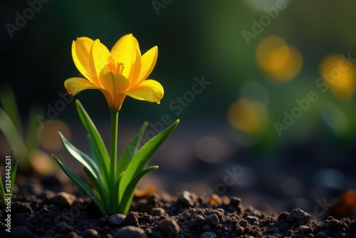 Brightly coloured lilia against a dark, textured ground, yellow, lilia