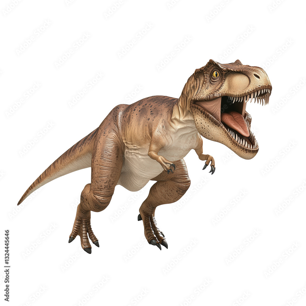 Fototapeta premium Realistic dinosaur standing in a natural setting evoking imagery of prehistoric times and the wonders of evolution isolated on a white background.