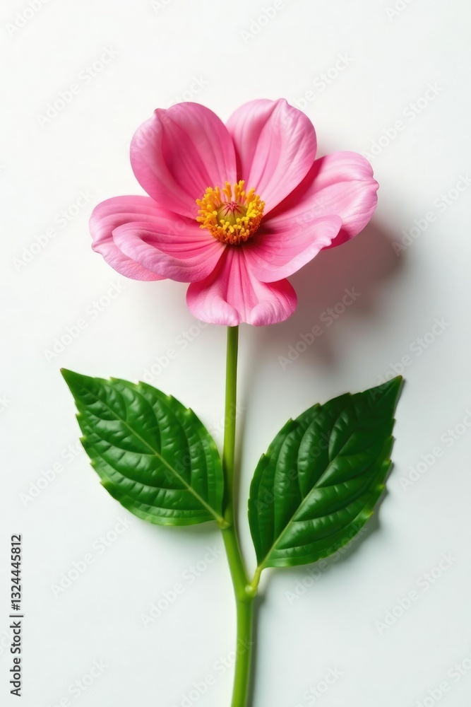 Solo botanical specimen on pristine white surface, plant life, flower power, leafy Solo botanical specimen on pristine white surface, plant life, flower power, leafy