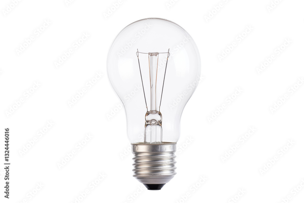 Light bulb with clear glass and metallic base, cut out Light bulb with clear glass and metallic base, cut out