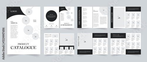 Creative Product catalogue brochure template black and white catalog layout